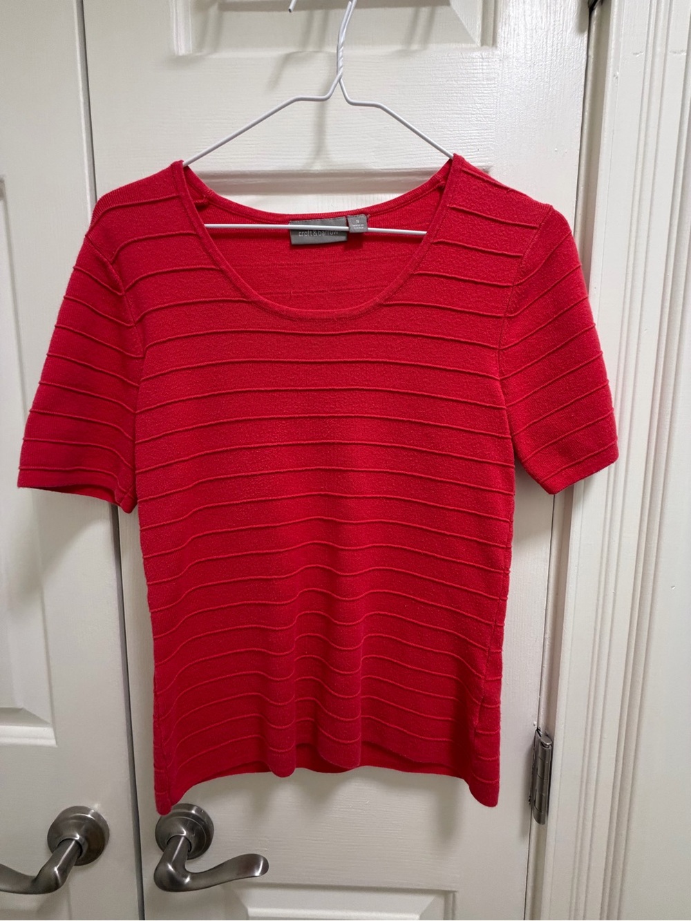 croft & barrow Red Short-Sleeve Ribbed Knit Top